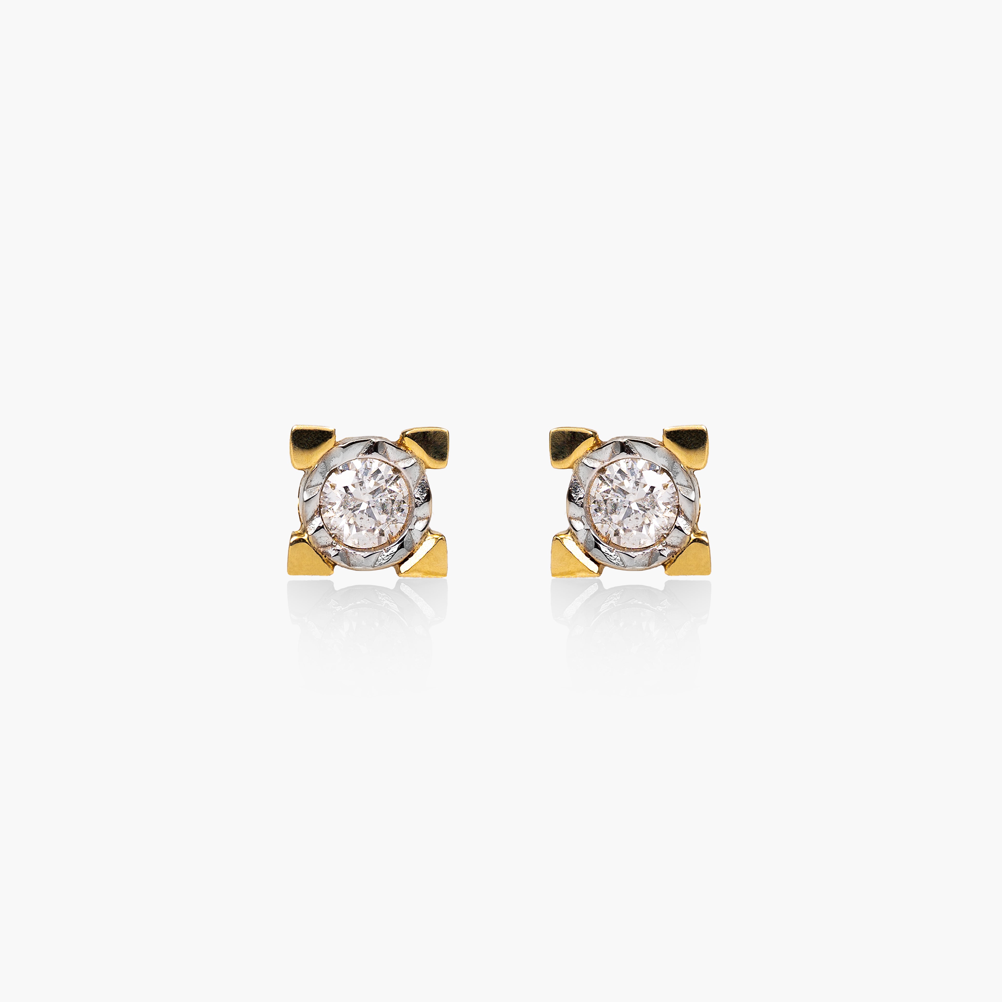 Gold Square Spotlight Diamond Earrings
