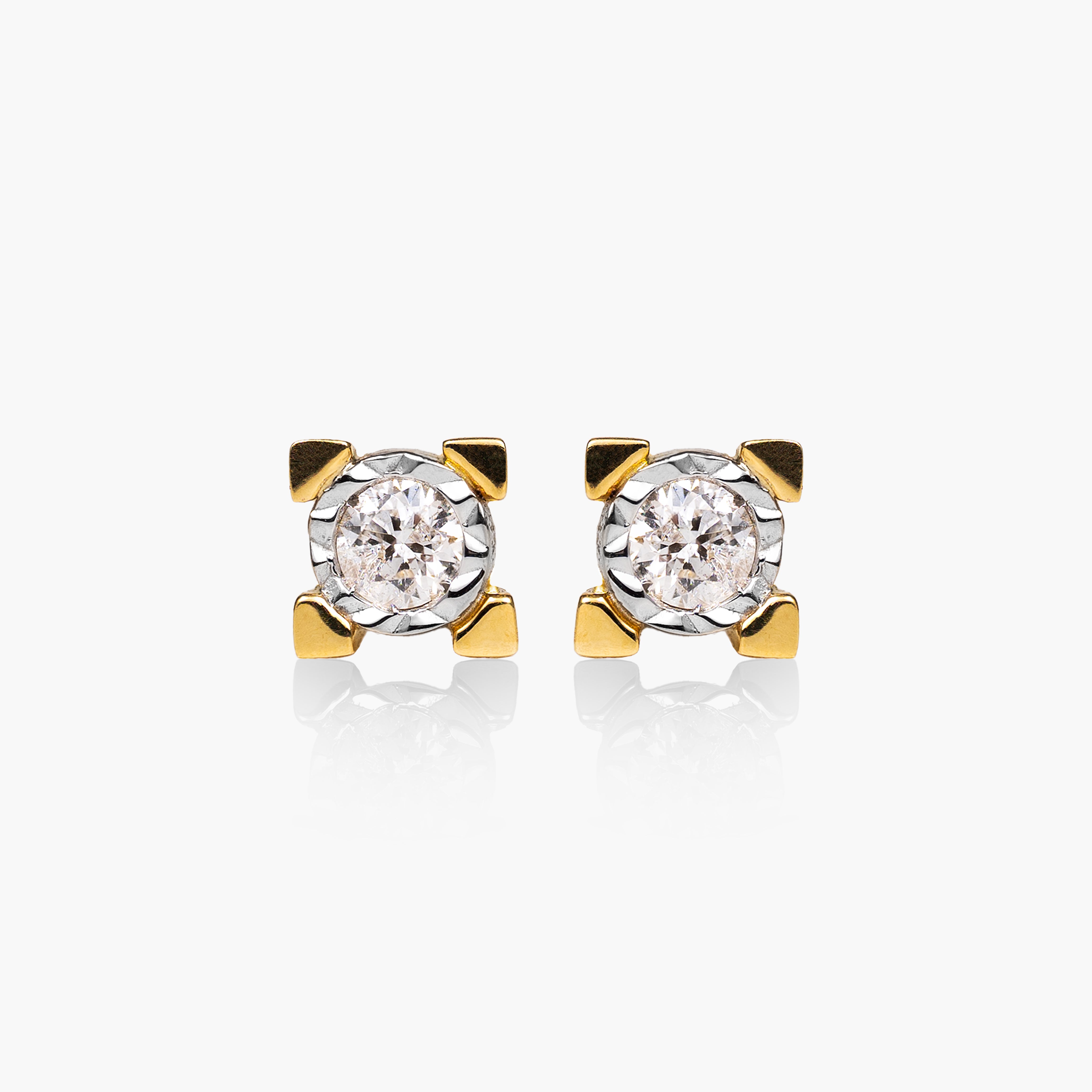 Gold Square Spotlight Diamond Earrings