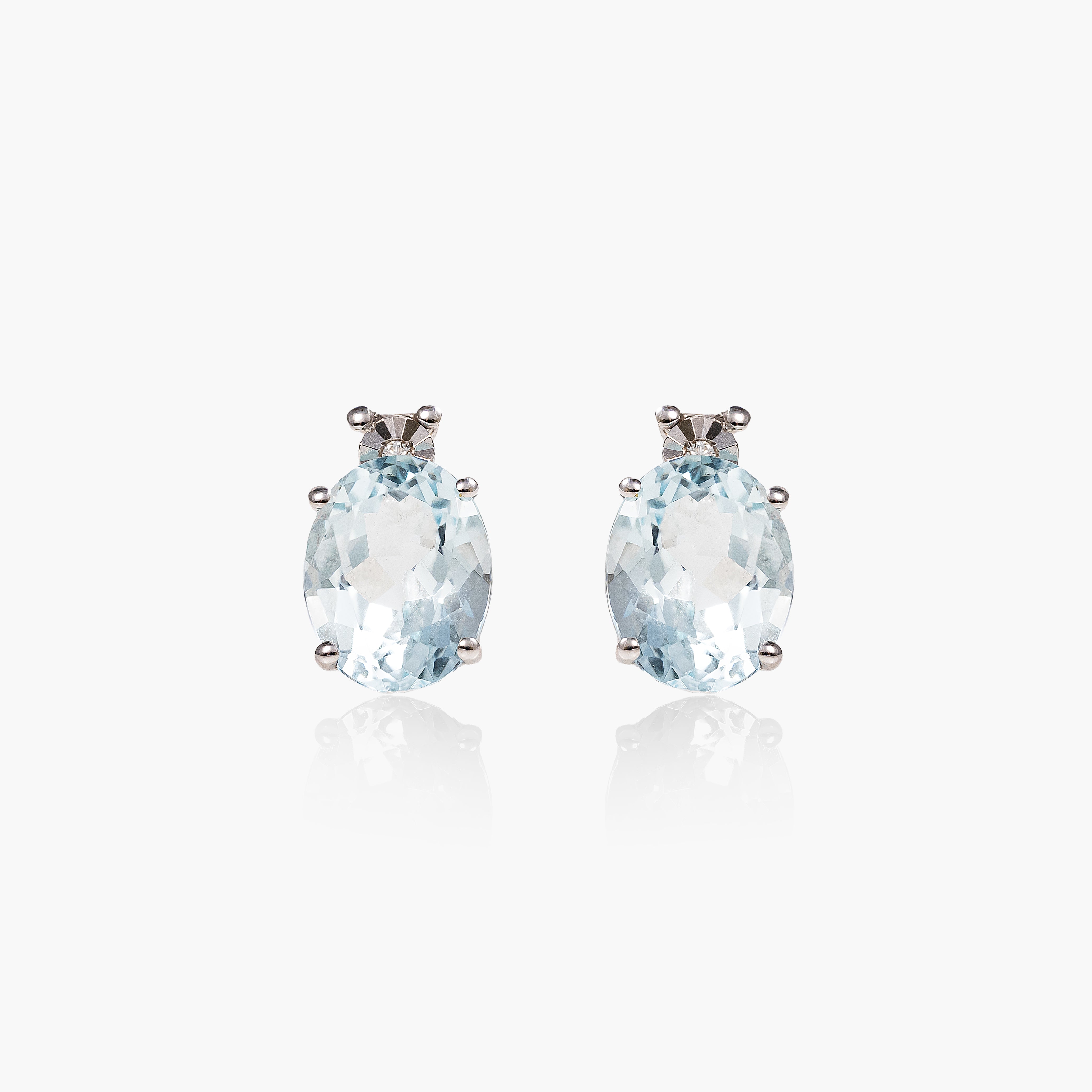 Cercei aur 18k cu aquamarine 3.00 ct si diamante