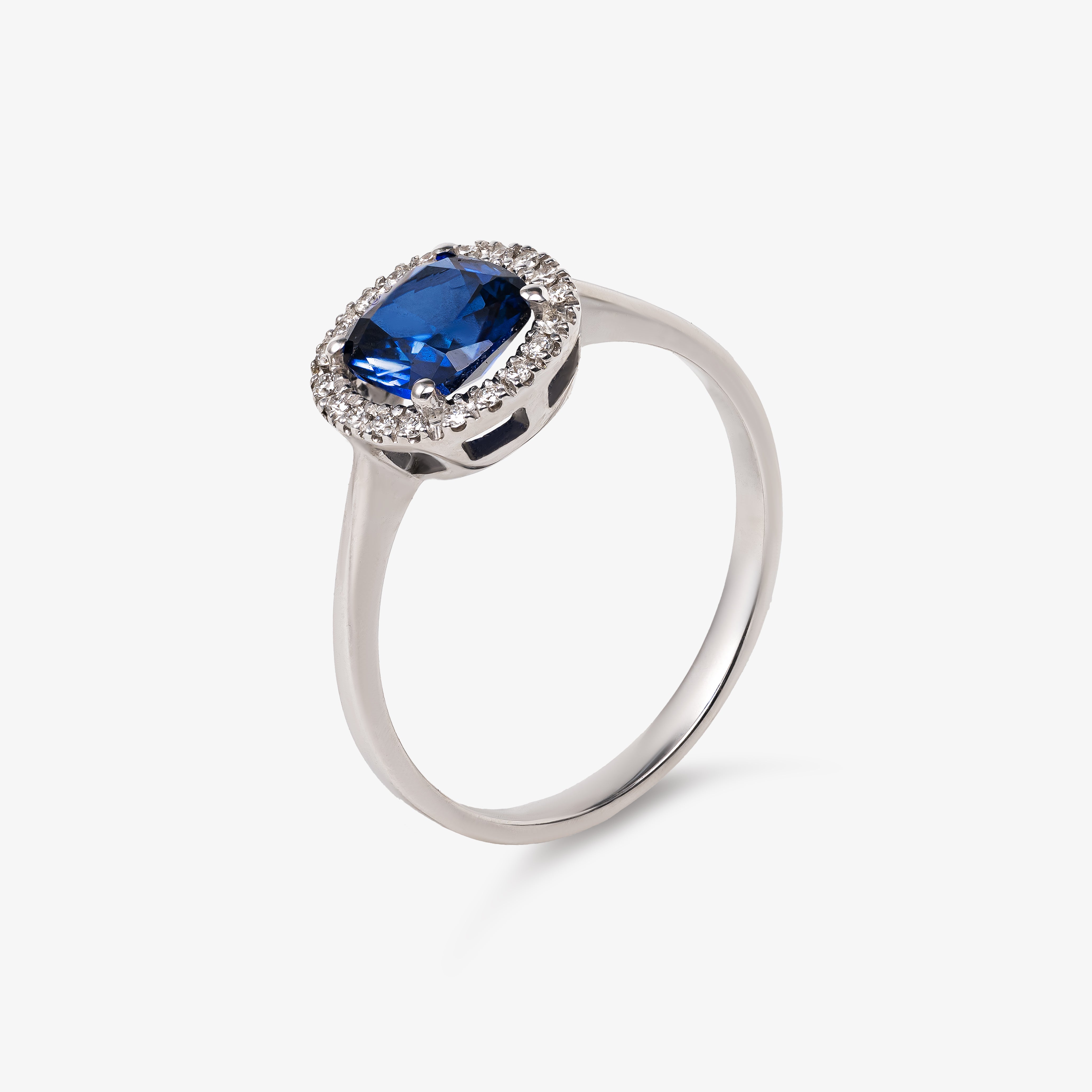 Inel aur 18k cu safir 1.20 ct si diamante 0.10 ct