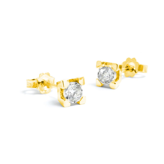 14k gold deals square diamond earrings